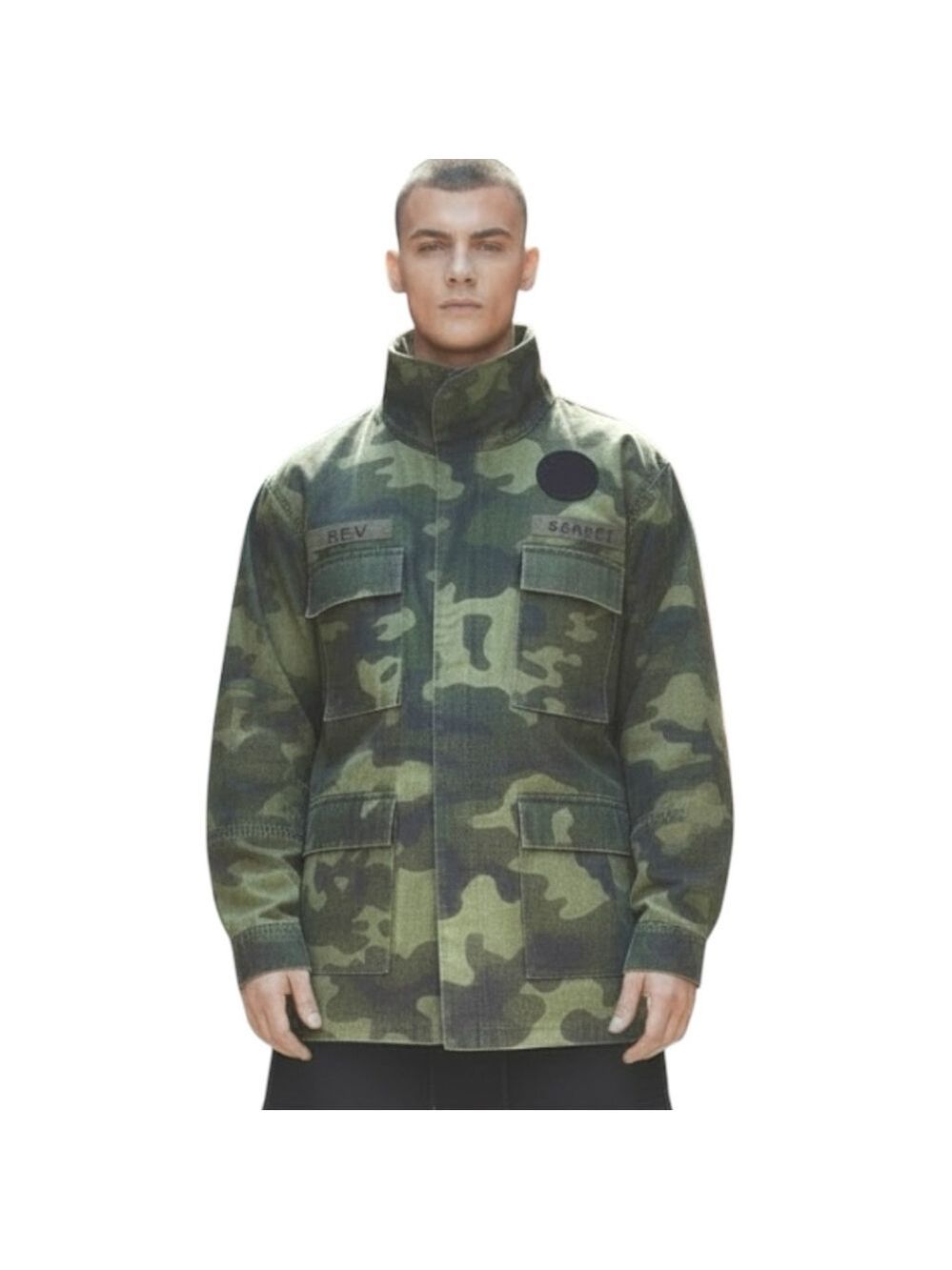 Warriors Camo Military Utility Jacket Green Black Hooded Dara Trooper L Oversize